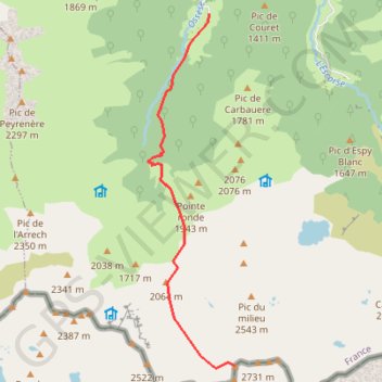 Pic de Lasaugède depuis Ossèse GPS track, route, trail