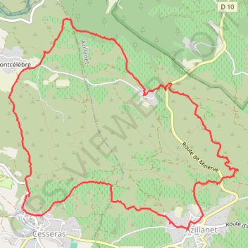 Cesseras - Montcélèbre - Azillanet et retour Cesseras GPS track, route, trail