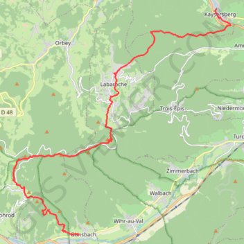 Colmar - Kaysersberg-Gunsbach, itinéraire Albert Schweitzer GPS track, route, trail