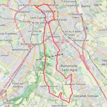 Toulouse Cyclisme sur route GPS track, route, trail