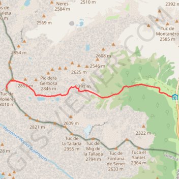 Tuca de Mulleres depuis l'hospital de Vielha GPS track, route, trail