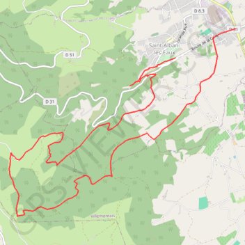 Le Tour de la Grange Boutet - Saint-Alban-les-Eaux GPS track, route, trail