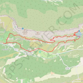 Sainte-Victoire la marbrière Refuge Baudino GPS track, route, trail
