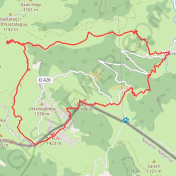 Urkulu par Zerkupe et Oillaskoa depuis Beherrobi GPS track, route, trail