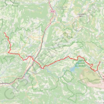 Entre Luberon et Verdon de Simiane-la-Rotonde à Rougon GPS track, route, trail