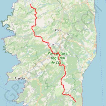 Traversée de la Corse à pied GPS track, route, trail