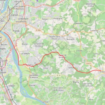 Bordeaux / Créon GPS track, route, trail