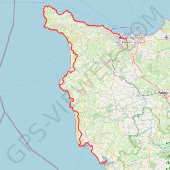 Randonnée de Cherbourg à Portbail par le GR 223 GPS track, route, trail