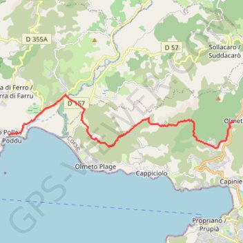 Mare e Monti Sud - De Porto Pollo à Olmeto GPS track, route, trail